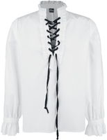 Banned - Overhemd met Ruches en Vetering - Longsleeve - Mannen - wit