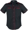 Banned - Plain Trim - Shirt met korte mouwen - Mannen - zwart rood