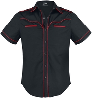 Banned - Plain Trim - Shirt met korte mouwen - Mannen - zwart rood