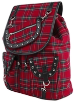 Banned - Red Tartan Backpack - Rugtas - Vrouwen - zwart rood