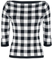Banned Retro - Check Knitted Jumper - Gebreide trui - Vrouwen - zwart wit