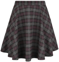 Banned Retro - Rock Check Flared Skirt - Korte rok - Vrouwen - grijs paars