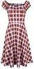 Banned Retro - Sail Check Off Shpulder Dress - Medium-lengte jurk - Vrouwen - rood