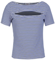 Banned Retro - Sweet Stripes Top - T-shirt - Vrouwen - blauw wit