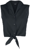 Banned Retro - Winged Collar Tie Blouse - Blouse - Vrouwen - zwart