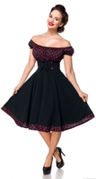 Belsira - Schulterfreies Swing-Kleid - Medium-lengte jurk - Vrouwen - zwart rood