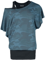 Black Premium by EMP - - T-shirt - Vrouwen - zwart turquoise