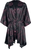 Black Premium by EMP - Black dressing gown with all-over print and lace details - Ochtendjas - Vrouwen - zwart
