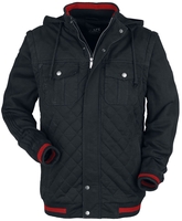 Black Premium by EMP - Black Jacket with Quilting and Red Detail - Tussenseizoensjas - Mannen - zwart
