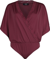 Black Premium by EMP - Dark Red Body in Wrap-Look with Kimono Sleeves - Lichaam - Vrouwen - donkerrood