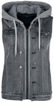 Black Premium by EMP - Graue Weste mit Hoodieeinsatz - Vest - Vrouwen - zwart grijs