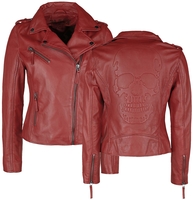Black Premium by EMP - Rote Biker Lederjacke - Lederen jas - Vrouwen - rood