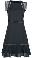 Black Premium by EMP - Schwarzes Kleid mit Ösen- und Spitzendetails - Medium-lengte jurk - Vrouwen - zwart