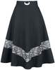 Coven United - Batwing Midi Skirt - Medium-lengte rok - Vrouwen - zwart wit