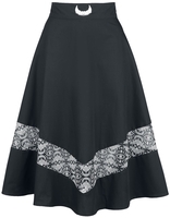 Coven United - Batwing Midi Skirt - Medium-lengte rok - Vrouwen - zwart wit