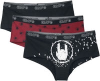 EMP Basic Collection - Schwarz/rotes Panty-Set mit verschiedenen Motiven - Pantyset - Vrouwen - zwart rood