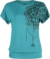 EMP Special Collection - Sport and Yoga - Casual Turquoise T-shirt with Detailed Print - T-shirt - Vrouwen - turquoise