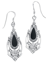etNox - Black Romantic - Oorbel - Vrouwen - zwart zilverkleurig