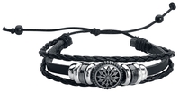 etNox - Metal Flower - Lederen armband - Vrouwen - zwart