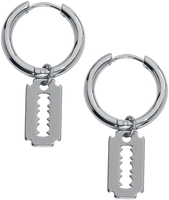 etNox - Razor Blade Hoop oorbellen - Oorbel - Vrouwen - zilverkleurig
