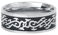 etNox - Silver Lines On Black - Ring - Vrouwen - zwart zilverkleurig