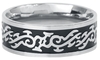 etNox - Silver Lines On Black - Ring - Vrouwen - zwart zilverkleurig