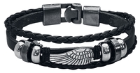etNox - Wings - Lederen armband - Unisex - zwart