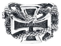 etNox hard and heavy - Eiserne Kreuz mit Schlangen - Ring - Mannen - zilverkleurig