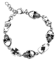 etNox hard and heavy - Gambling Skull - Armband - Mannen - zilverkleurig