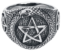 etNox hard and heavy - Schlangen Pentagramm - Ring - Unisex - zilverkleurig