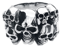 etNox hard and heavy - Skulls - Ring - Mannen - zilverkleurig