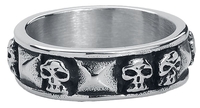 etNox hard and heavy - Skulls and Rivets - Ring - Mannen - zilverkleurig