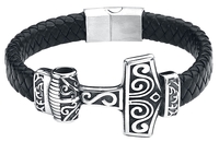 etNox hard and heavy - Thors Hammer - Lederen armband - Mannen - zwart