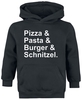 Food - Kids - Pizza & Pasta & Burger & Schnitzel - Trui met capuchon - Unisex - zwart
