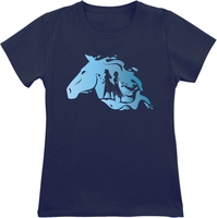 Frozen - Kids - Nokk Silhouette - T-shirt - Vrouwen - blauw