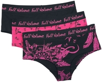 Full Volume by EMP - 3-Set Black/Pink Panties in Uni-Colour and with Print - Pantyset - Vrouwen - zwart