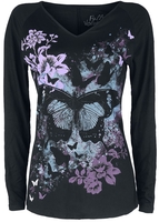 Full Volume by EMP - Long-Sleeve Shirt with Butterfly Print - Shirt met lange mouwen - Vrouwen - zwart