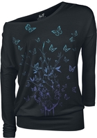 Full Volume by EMP - Long-Sleeve Shirt with Butterfly Print - Shirt met lange mouwen - Vrouwen - zwart