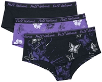Full Volume by EMP - Panty-Set mit Blüten und Schmetterlingen - Pantyset - Vrouwen - paars zwart