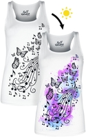 Full Volume by EMP - Tanktop met vlinders en muzieknoten - Top - Vrouwen - wit