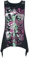 Full Volume by EMP - Top met kleurrijk skelet - Top - Vrouwen - zwart