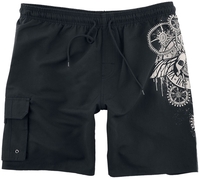 Gothicana by EMP - Badeshorts mit Steampunk Print - Zwembroek - Mannen - zwart