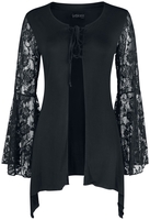Gothicana by EMP - Black Cardigan with Flared Lace Sleeves - Cardigan - Vrouwen - zwart