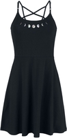Gothicana by EMP - Black Dress with Pentagram Straps and Phases of the Moon Print - Korte jurk - Vrouwen - zwart