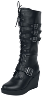 Gothicana by EMP - Black Lace-Up Boots with Heel and Buckles - Geveterde laarzen - Vrouwen - zwart