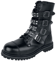 Gothicana by EMP - Black Lace-Up Boots with Studded Buckles - Laars - Mannen - zwart