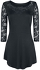 Gothicana by EMP - Black Long-Sleeve Shirt with Lace Sleeves and Neckline - Shirt met lange mouwen - Vrouwen - zwart