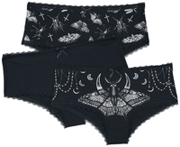 Gothicana by EMP - Black Panty Set in Uni-Colour and with Prints - Pantyset - Vrouwen - zwart