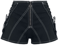 Gothicana by EMP - Black Shorts with Lacing and Long Zip - Korte broek - Vrouwen - zwart