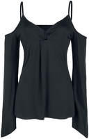 Gothicana by EMP - Cold Shoulder Shirt mit Knotendetail - Shirt met lange mouwen - Vrouwen - zwart